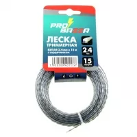 Леска для триммера 2,4 мм x 15м, витая, с графитовым сердечником, «Probazza»